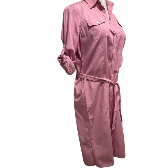 Lands' End Striped Midi Shirt Dress, Cotton, 10 - Picture 7 of 8